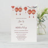 Waterverf Lantaarns Chinees huwelijk Kaart (Staand voorkant)