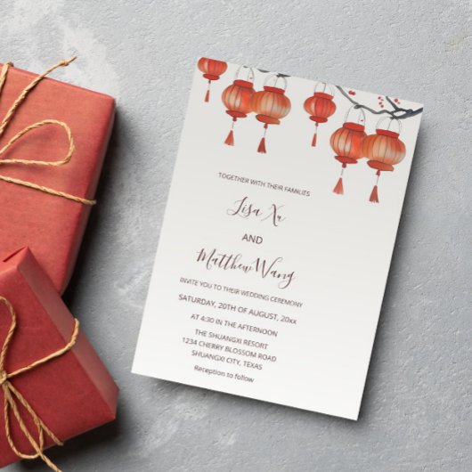 Waterverf Lantaarns Chinees huwelijk Kaart