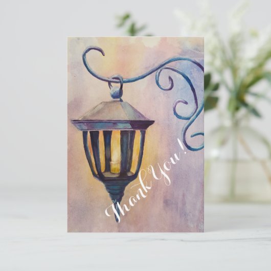 Waterverf Lantern Bedankkaart (Staand voorkant)