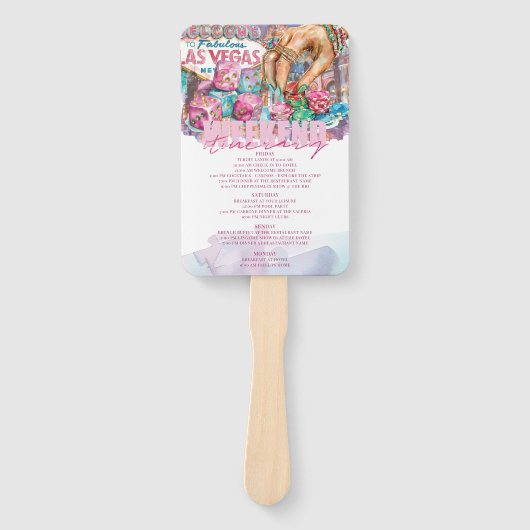 Waterverf Las Vegas Bachelorette Routebeschrijving Handwaaier (Voorkant)