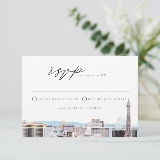 Waterverf Las Vegas Strip RSVP Card Kaart (Staand voorkant)
