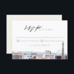 Waterverf Las Vegas Strip RSVP Card Kaart<br><div class="desc">Deze trouwkaart RSVP kenmerkt een handgeschreven manuscriptdoopvont en minimalistisch ontwerp en de stripskyline van Las Vegas. Deze reactiekaart is de perfecte aanvulling op elke uitnodiging. Het werkt bijzonder goed met om het even welke uitnodigingen van de waterverf van de bestemming in de winkel: https://bit.ly/3IsHlHM</div>