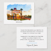 Waterverf Las Vegas tekenen Welkom op de bruiloft Plaatskaartje (Voorkant / Achterkant)