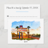 Waterverf Las Vegas verloofd RSVP Kaartje (Voorkant / Achterkant)