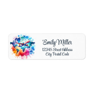 Waterverf Laten we reizen de wereld ontwerp Etiket