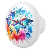 Waterverf Laten we reizen de wereld ontwerp Keramische Knop (Rechts)