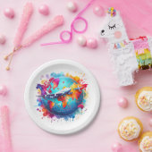 Waterverf Laten we reizen de wereld ontwerp Papieren Bordje (Feest)