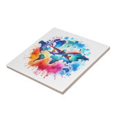 Waterverf Laten we reizen de wereld ontwerp Tegeltje (Zijkant)