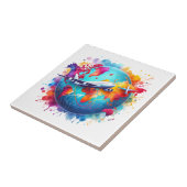 Waterverf Laten we reizen de wereld ontwerp Tegeltje (Zijkant)