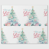 Waterverf Laten we verlichte kerstboom Cadeaupapier (Vlak)