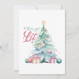 Waterverf Laten we verlichte kerstboom Kaart