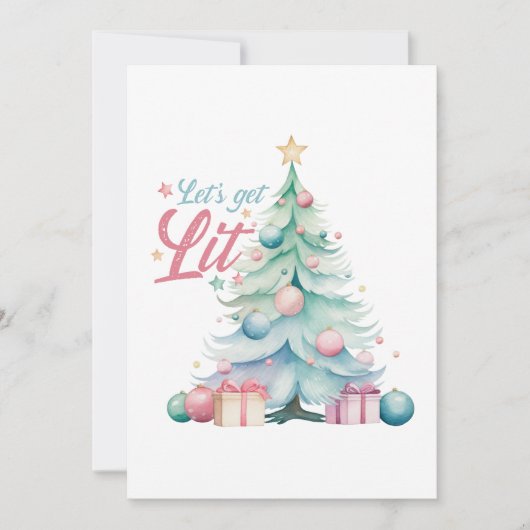 Waterverf Laten we verlichte kerstboom Kaart (Voorkant)