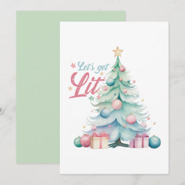 Waterverf Laten we verlichte kerstboom Kaart
