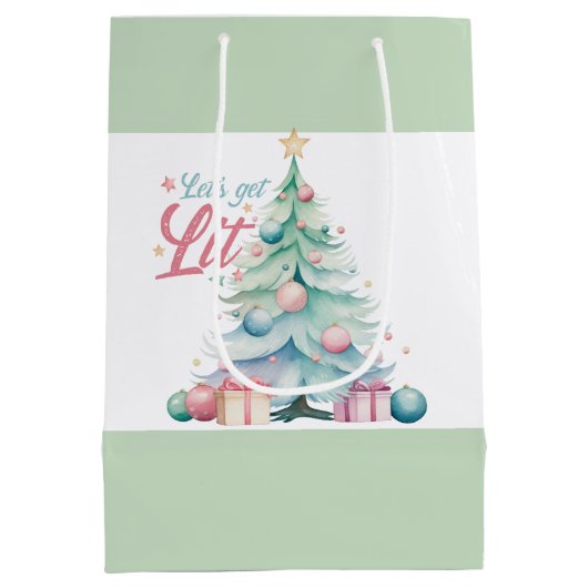 Waterverf Laten we verlichte kerstboom Medium Cadeauzakje (Achterkant)