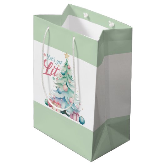 Waterverf Laten we verlichte kerstboom Medium Cadeauzakje (Achterkant Gekanteld)