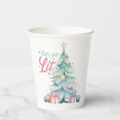 Waterverf Laten we verlichte kerstboom Papieren Bekers (Achterkant)
