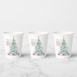 Waterverf Laten we verlichte kerstboom Papieren Bekers