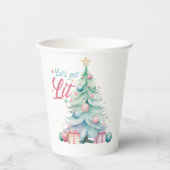 Waterverf Laten we verlichte kerstboom Papieren Bekers (Voorkant)