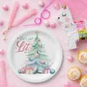 Waterverf Laten we verlichte kerstboom Papieren Bordje (Feest)