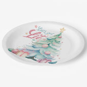 Waterverf Laten we verlichte kerstboom Papieren Bordje (Gekanteld)