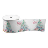 Waterverf Laten we verlichte kerstboom Satijnen Lint (Spoel)