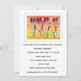 Waterverf, laten we vieren, verjaardagsuitnodiging kaart