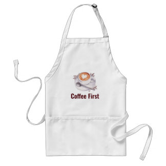 Waterverf Latte Art Schort met 'Coffee First'