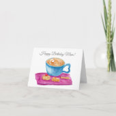 Waterverf latte met koekjes Happy Birthday Mom Kaart (Voorkant)