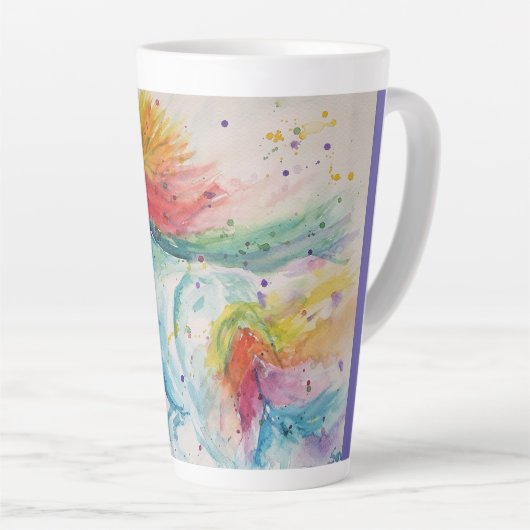 Waterverf latte Mok van mijn paardregenboog Unicor (Rechterhoek)