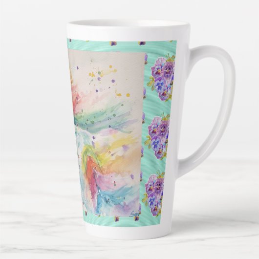 Waterverf latte Mok van mijn paardregenboog Unicor (Rechts)