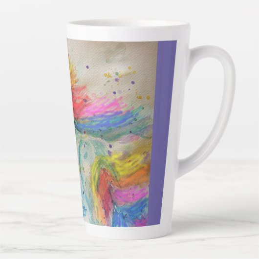 Waterverf latte Mok van mijn paardregenboog Unicor (Rechts)