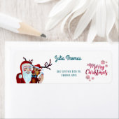 Waterverf Laughing Santa Claus Rudolf Smiling Etiket (Insitu)