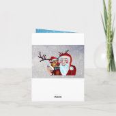 Waterverf Laughing Santa Claus Rudolf Smiling Kaart (Achterkant)