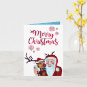 Waterverf Laughing Santa Claus Rudolf Smiling Kaart (Gele Bloem)