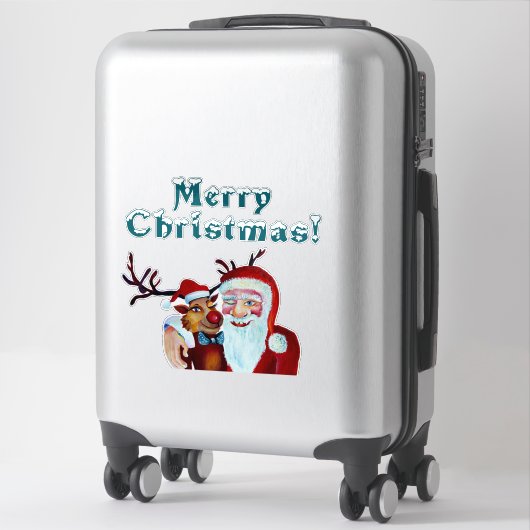 Waterverf Laughing Santa Claus Rudolf Smiling Sticker (Koffer)