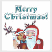 Waterverf Laughing Santa Claus Rudolf Smiling Sticker (Vel)