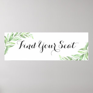 Waterverf Laurel Branch Wedding Seating Seating Poster