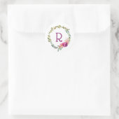Waterverf Laurel en Flower Monogram krans Ronde Sticker (Tas)