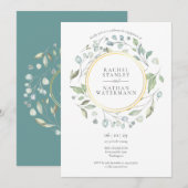 Waterverf Laurel Garland Gold Engagement Party Kaart (Voorkant / Achterkant)