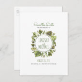 Waterverf Laurel - Greenery Wreath Save the Date Aankondigingskaart (Voorkant / Achterkant)