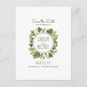 Waterverf Laurel - Greenery Wreath Save the Date Aankondigingskaart (Voorkant)