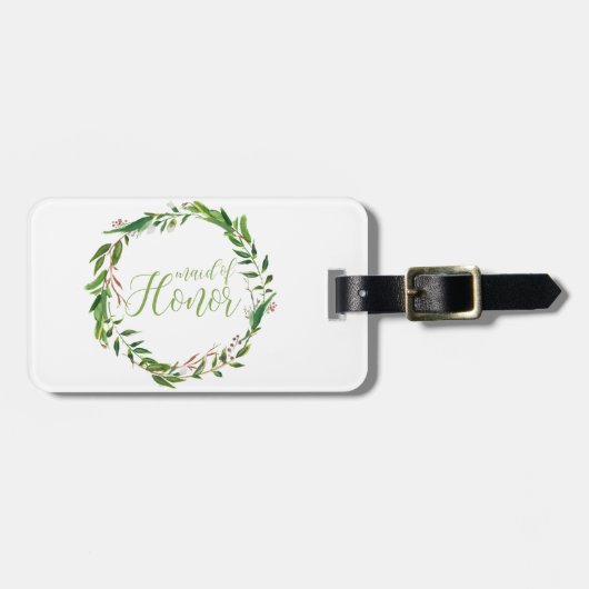 Waterverf Laurel Krans Maid of Honor Bagagelabel (Voorkant horizontaal)