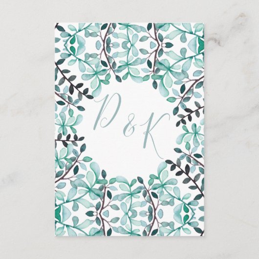 Waterverf Laurel Monogram accommodatiekaarten Informatiekaartje (Achterkant)