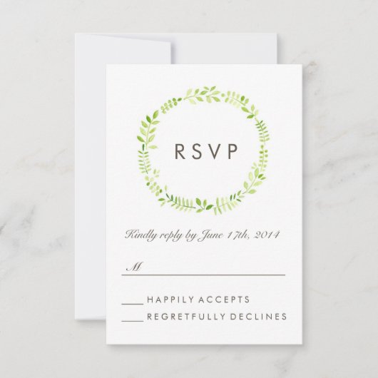 Waterverf Laurel RSVP Kaartje (Voorkant)