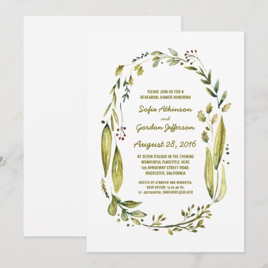 waterverf laurel rustic repetitief diner kaart (Voorkant / Achterkant)