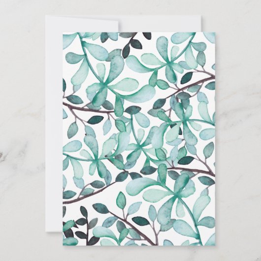 Waterverf Laurel Verlaat Monogram Weddenschap Kaart (Achterkant)