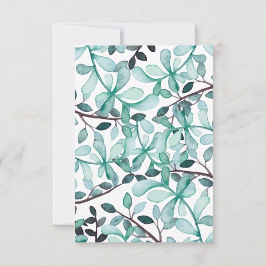 Waterverf Laurel Verlaat Monogram Weddenschap RSVP Kaartje (Achterkant)