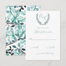 Waterverf Laurel Verlaat Monogram Weddenschap RSVP Kaartje