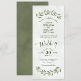 Waterverf Laurel verlaat Sage Green Wedding Kaart