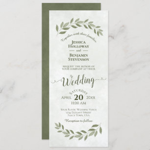 Waterverf Laurel verlaat Sage Green Wedding Kaart